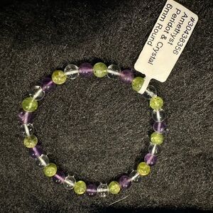 Amethyst, peridot and crystal 6mm Beaded Bracelet